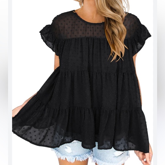 Dorose | size xlarge | black babydoll top - Picture 1 of 8